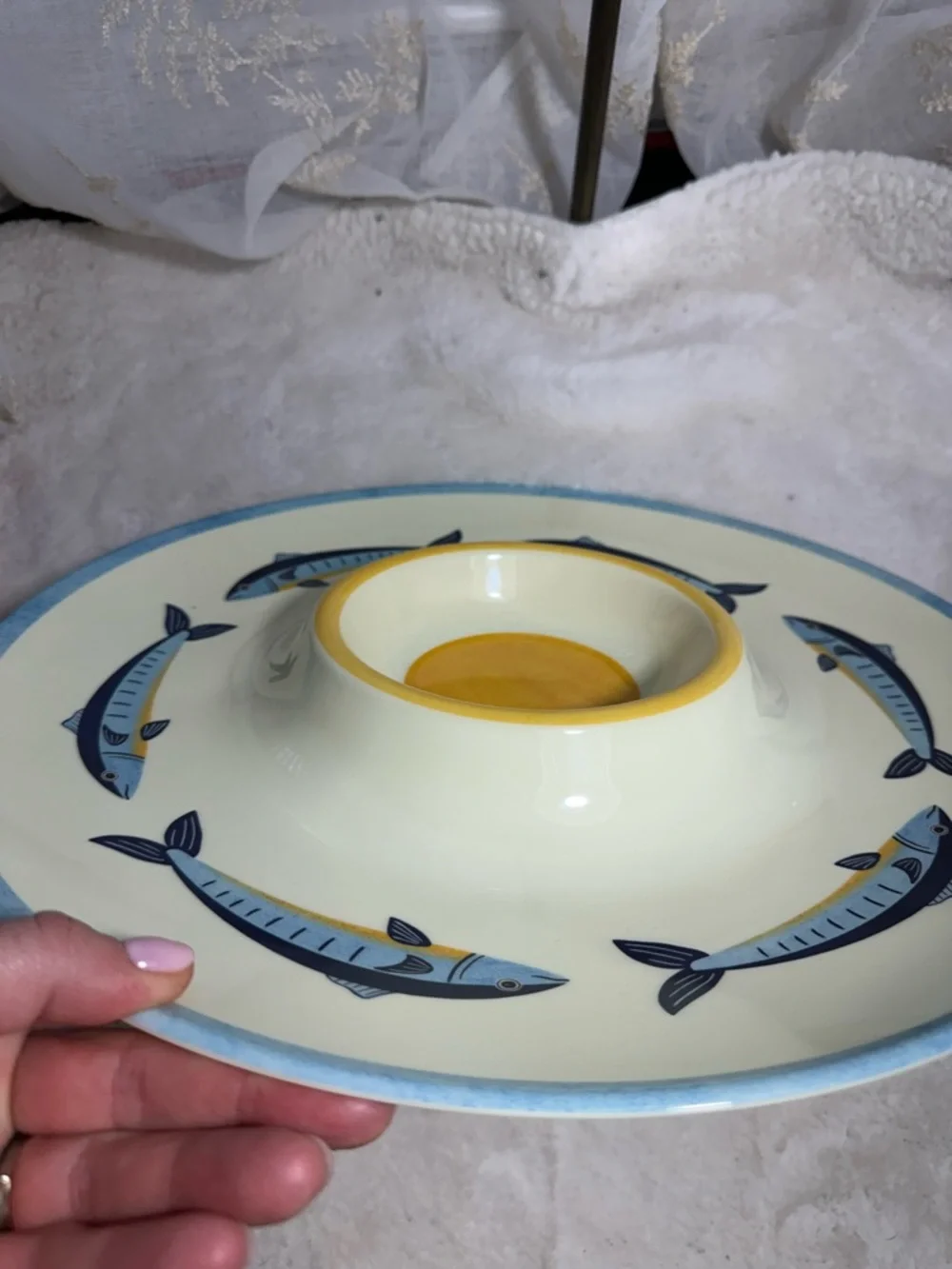Ocean themed 💯 melamine fish serving platter with center bowl - Picture 2 of 2